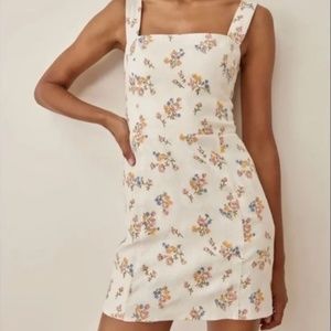 Reformation Brigitte Linen Dress Gala Embroidery